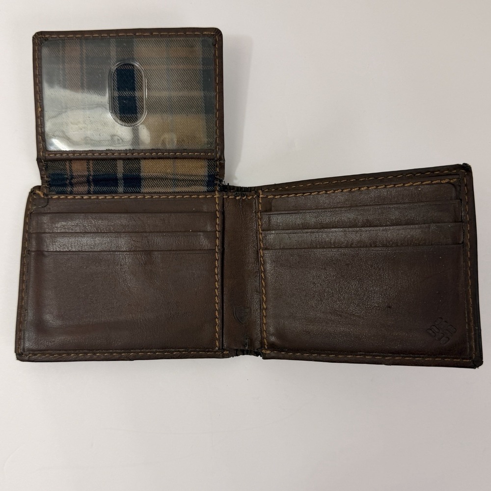 Columbia Brown Leather Bifold Wallet RFID ID Window Card Holder - Picture 3 of 9